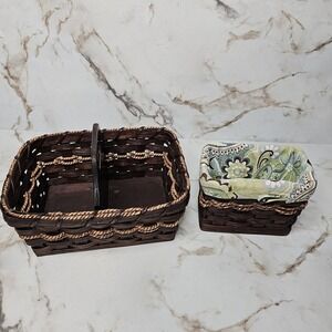 Woven Basket Set, Decorative Organizer Storage Baskets with Fabric Liner Amish